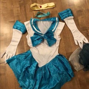 Sailor Mercury Costume + Wig (Size Small)